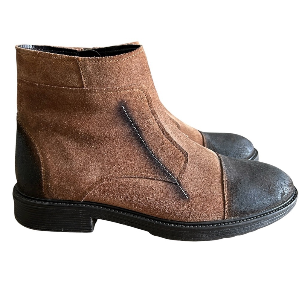Men's Brown Suede and Dark Toe Ankle Boots